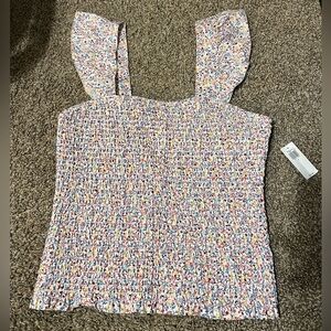 Floral smocked tank top - S